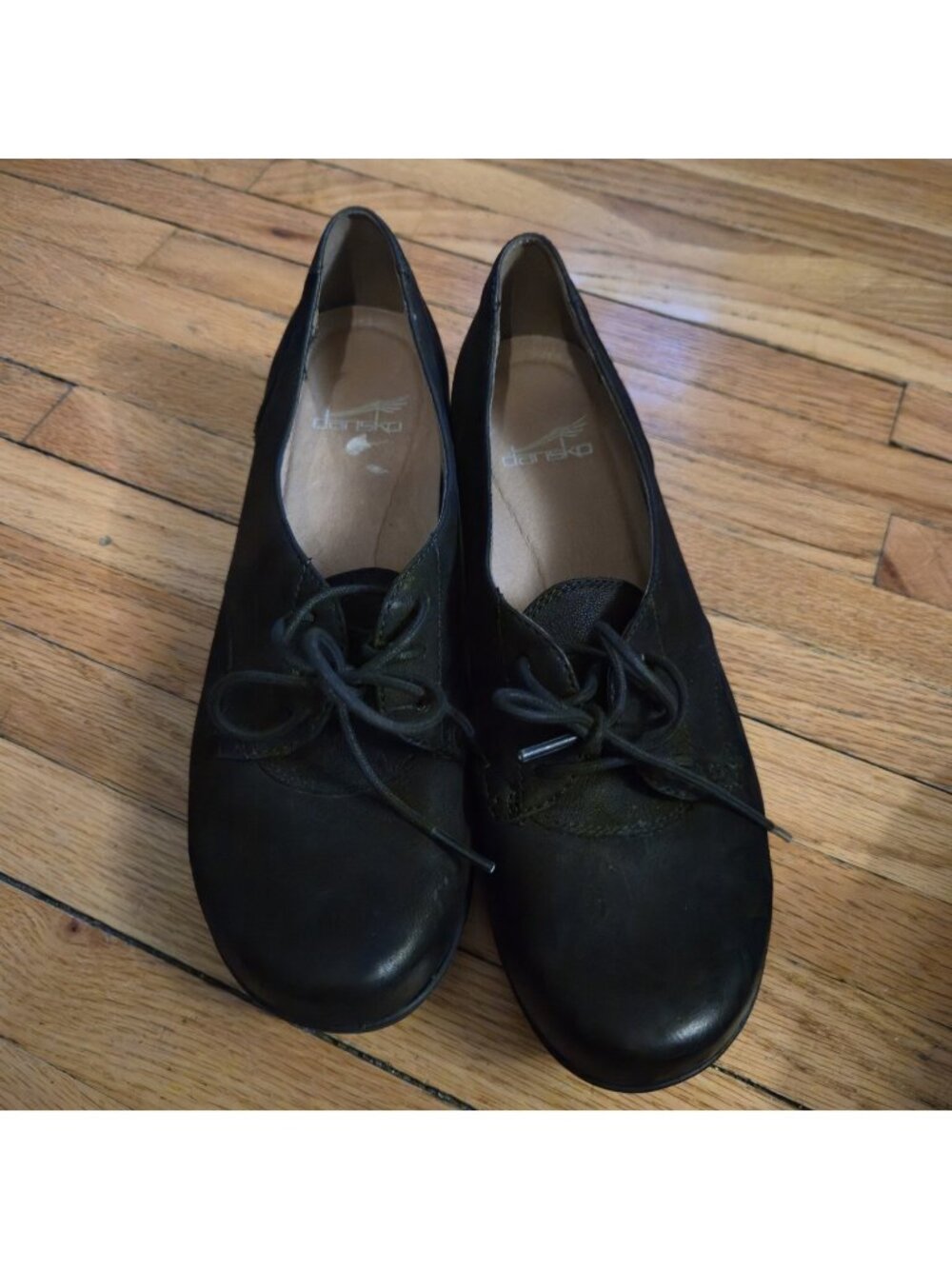 Dansko Fallon Black Leather Lace-Up Oxford Shoes Size 39 EU Cushioned Insoles